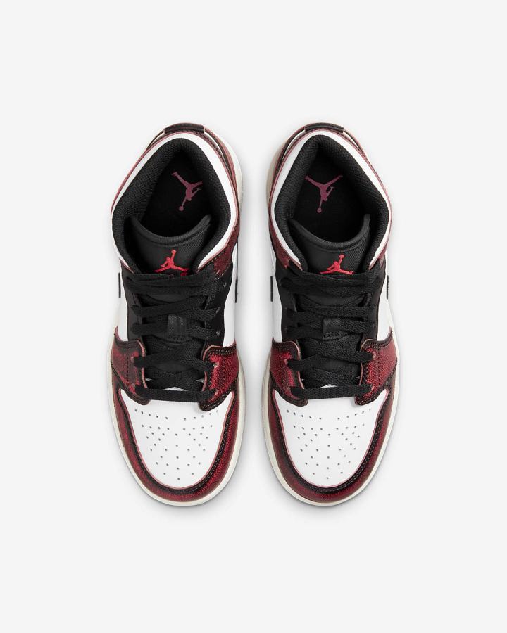 Zapatillas Nike Air Jordan 1 Mid SE Kids Niña Negras Blancas | NMLYT-4823