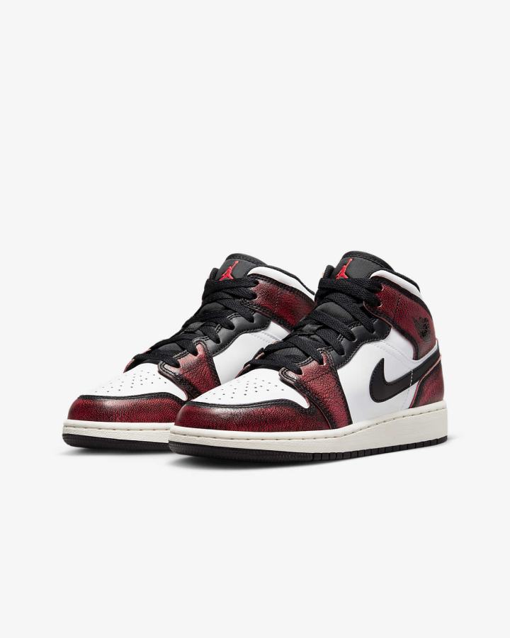 Zapatillas Nike Air Jordan 1 Mid SE Kids Niña Negras Blancas | NMLYT-4823