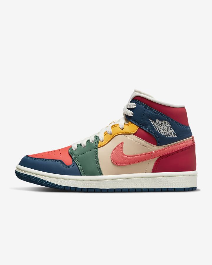 Zapatillas Nike Air Jordan 1 Mid SE Mujer Azules Rojas | IPLOE-6310