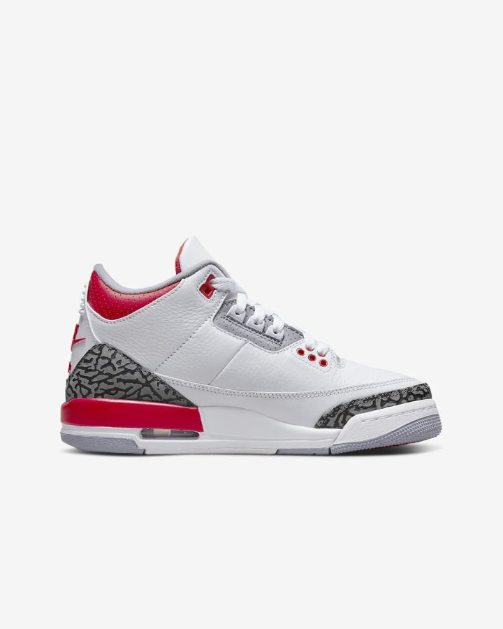 Zapatillas Nike Air Jordan 3 Retro Kids Niña Blancas Negras Gris Rojas | BWOEN-4827