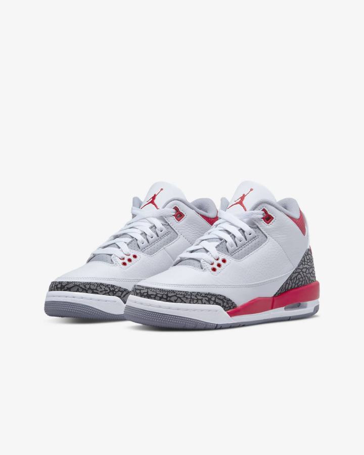 Zapatillas Nike Air Jordan 3 Retro Kids Niña Blancas Negras Gris Rojas | BWOEN-4827