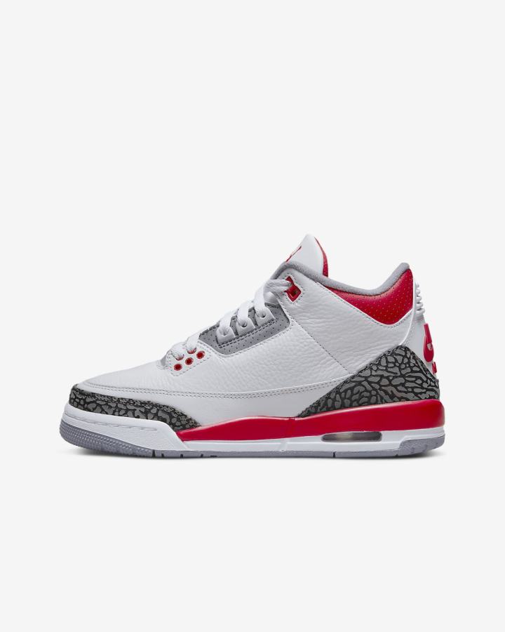 Zapatillas Nike Air Jordan 3 Retro Kids Niña Blancas Negras Gris Rojas | BWOEN-4827