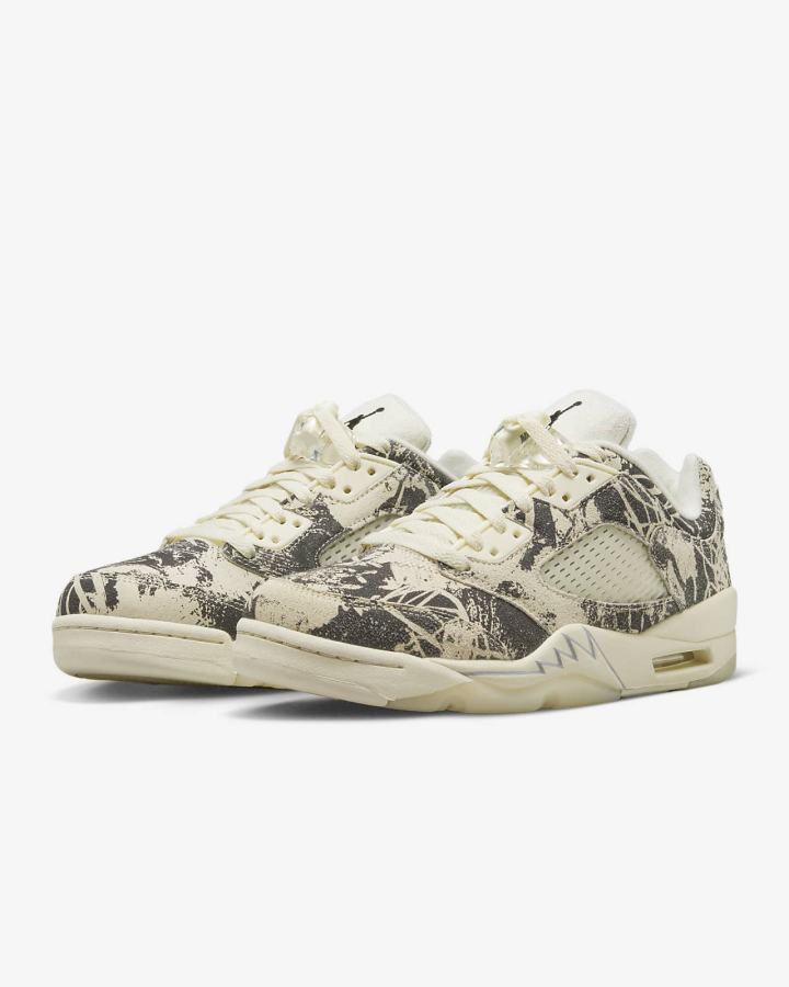 Zapatillas Nike Air Jordan 5 Retro Low Mujer Blancas Negras | FXRDP-9486