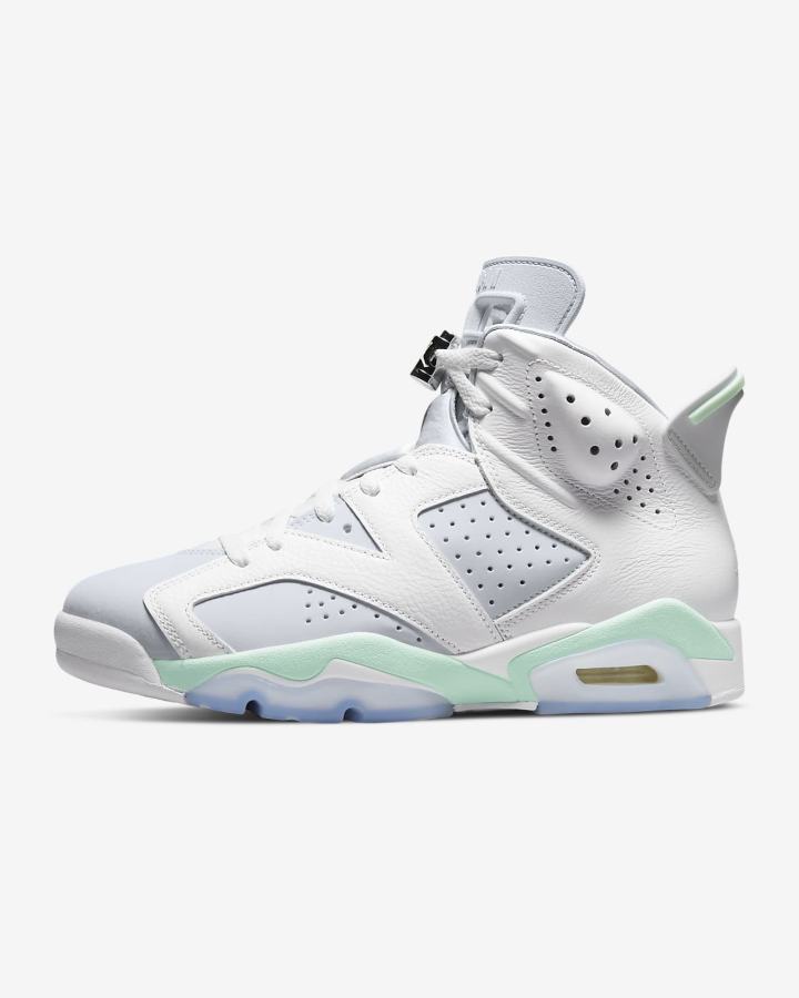 Zapatillas Nike Air Jordan 6 Retro Mujer Blancas Verde Menta Plateadas | HINTX-5490