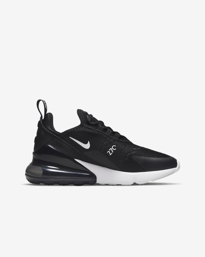 Zapatillas Nike Air Max 270 Kids Niña Negras Gris Oscuro Blancas | EZAXC-9182