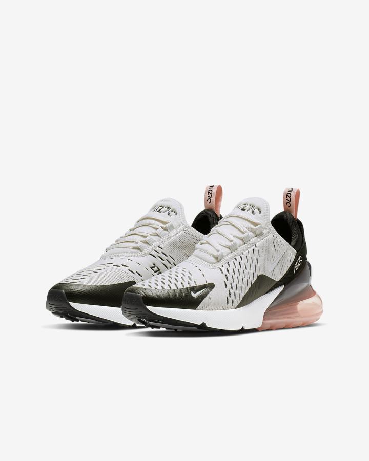 Zapatillas Nike Air Max 270 Kids Niña Plateadas Negras Coral Blancas | JUGXM-8241