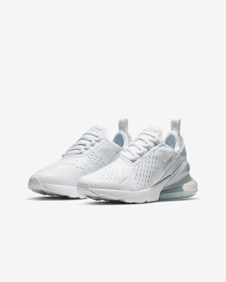 Zapatillas Nike Air Max 270 Kids Niño Blancas Metal Plateadas Blancas | CZKOY-1327