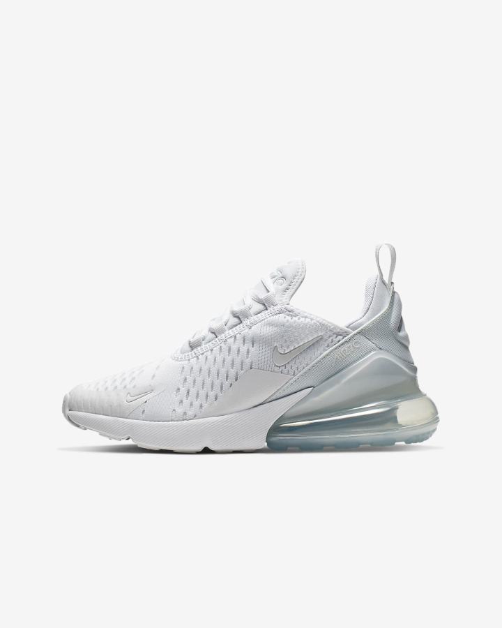 Zapatillas Nike Air Max 270 Kids Niño Blancas Metal Plateadas Blancas | CZKOY-1327