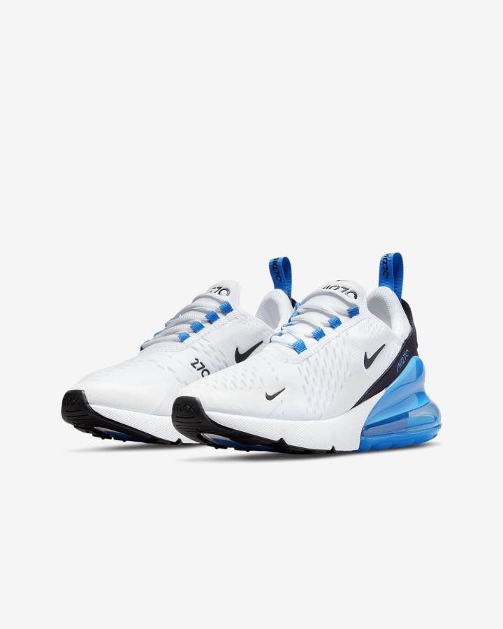 Zapatillas Nike Air Max 270 Kids Niño Blancas Azules Negras | USRVT-0729