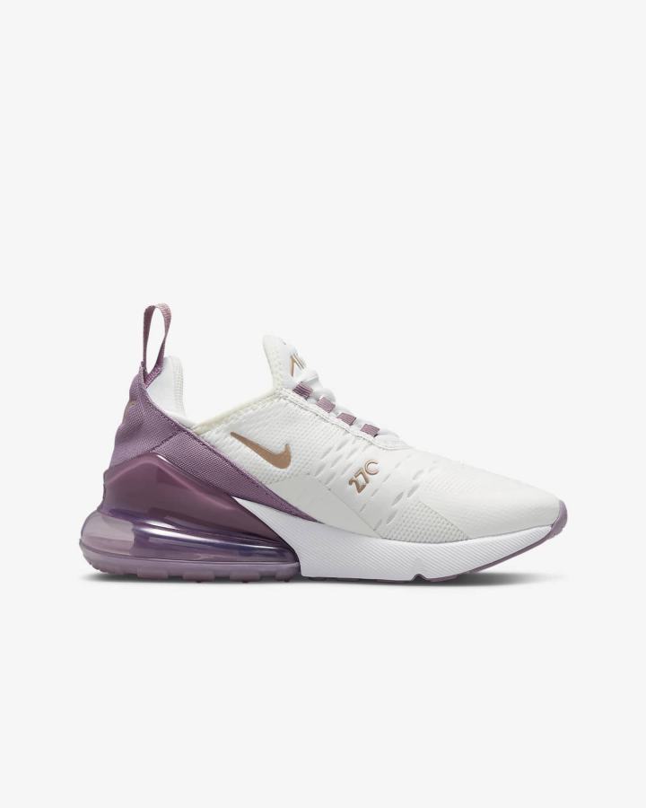 Zapatillas Nike Air Max 270 Kids Niño Blancas Metal Rojas Marrones | YZHDF-0236