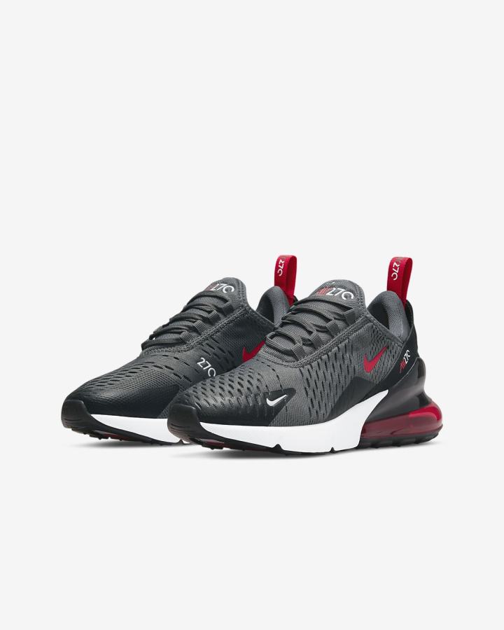 Zapatillas Nike Air Max 270 Kids Niño Gris Negras Blancas Rojas | RMGZY-3472