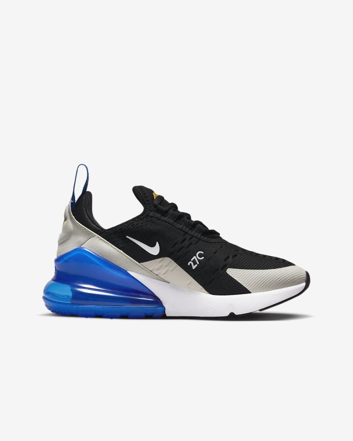 Zapatillas Nike Air Max 270 Kids Niño Negras Azul Real Beige Claro Blancas | FJDLX-8630
