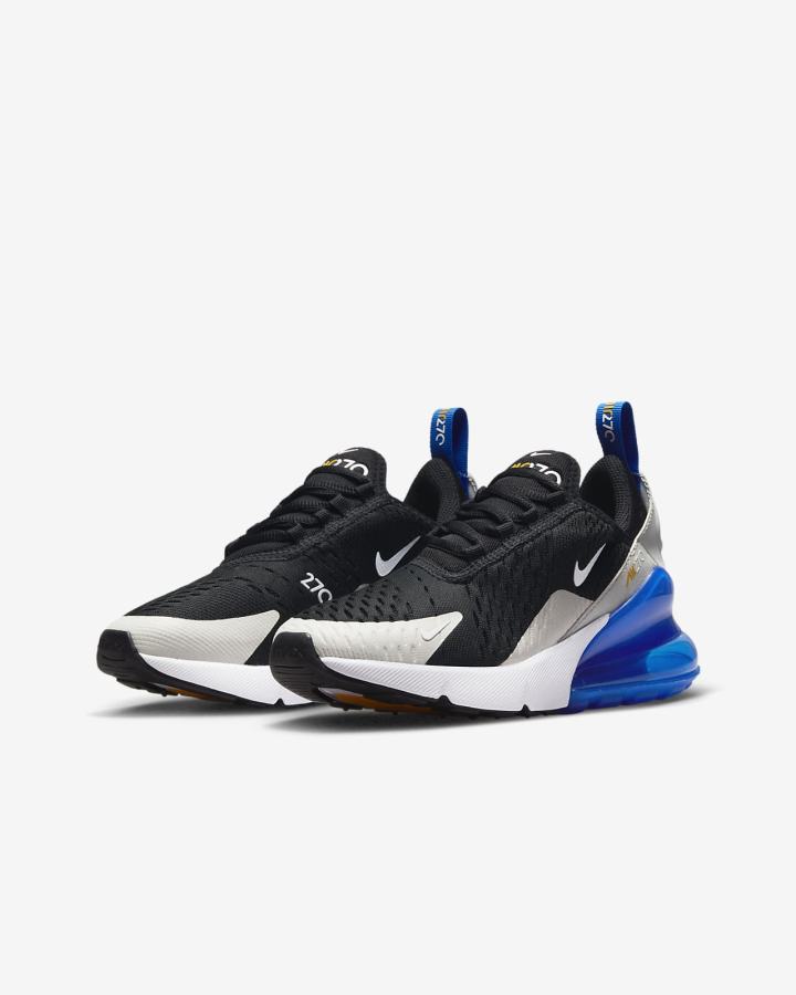 Zapatillas Nike Air Max 270 Kids Niño Negras Azul Real Beige Claro Blancas | FJDLX-8630