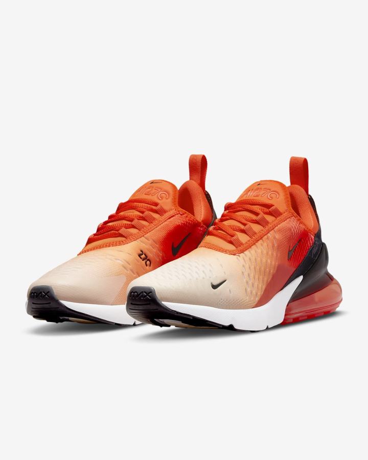 Zapatillas Nike Air Max 270 Mujer Naranjas Blancas Negras | JQENI-8496