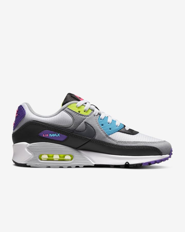 Zapatillas Nike Air Max 90 Hombre Blancas Negras Gris Gris Oscuro | BYSIE-7869