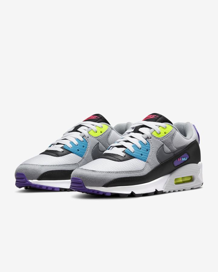 Zapatillas Nike Air Max 90 Hombre Blancas Negras Gris Gris Oscuro | BYSIE-7869