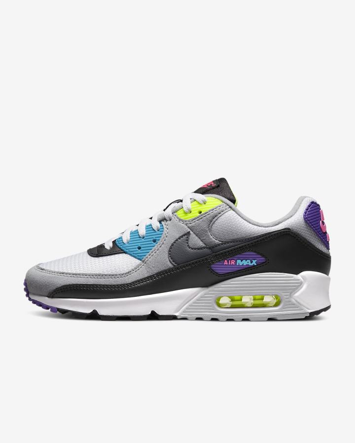 Zapatillas Nike Air Max 90 Hombre Blancas Negras Gris Gris Oscuro | BYSIE-7869