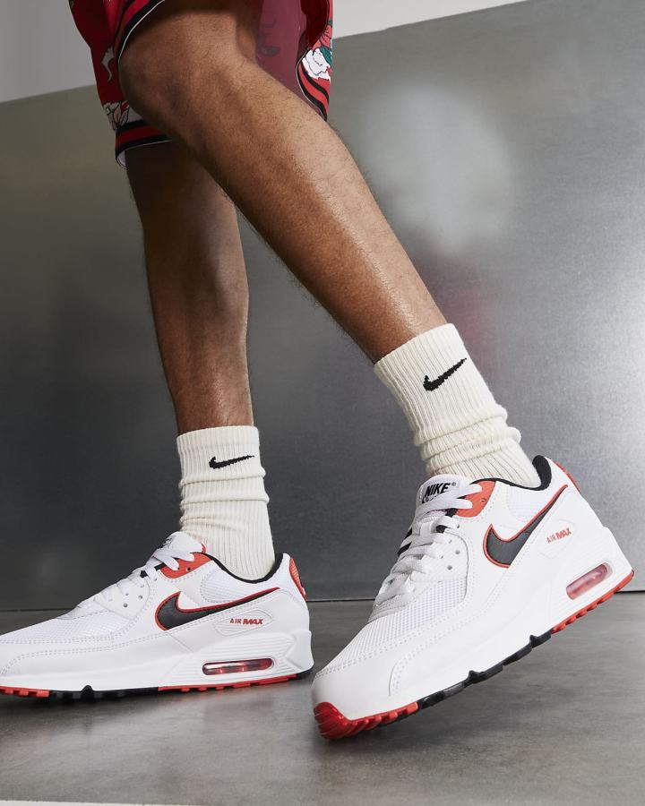 Zapatillas Nike Air Max 90 Hombre Blancas Naranjas Negras | SPZRF-9654