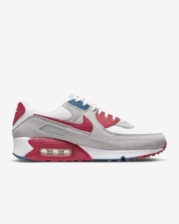 Zapatillas Nike Air Max 90 Hombre Gris Claro Blancas Rojas | KZTJH-3841