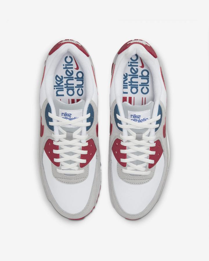 Zapatillas Nike Air Max 90 Hombre Gris Claro Blancas Rojas | KZTJH-3841