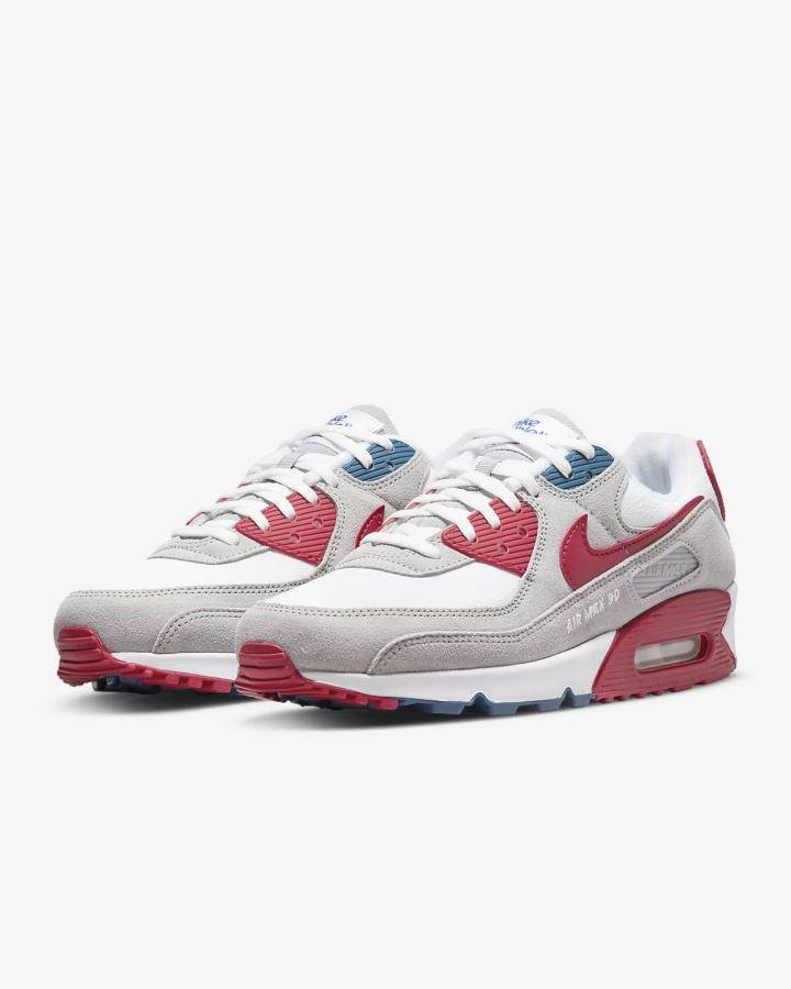 Zapatillas Nike Air Max 90 Hombre Gris Claro Blancas Rojas | KZTJH-3841