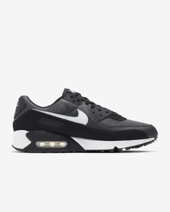 Zapatillas Nike Air Max 90 Hombre Gris Gris Oscuro Negras Blancas | CPGSM-4916