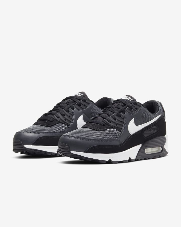 Zapatillas Nike Air Max 90 Hombre Gris Gris Oscuro Negras Blancas | CPGSM-4916