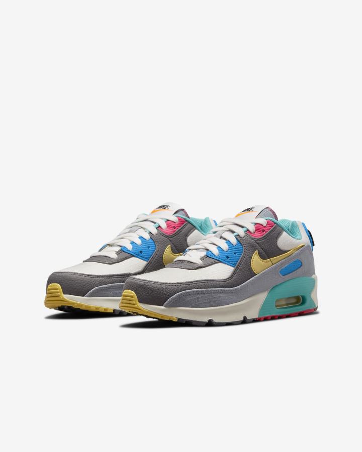 Zapatillas Nike Air Max 90 Kids Niño Gris Rosas | FDAHJ-4859