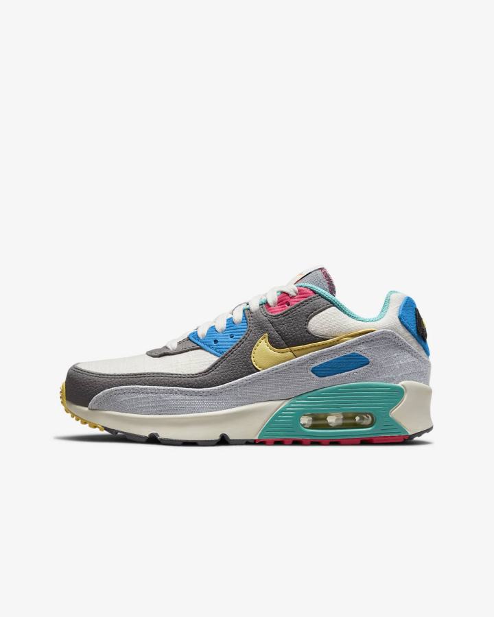 Zapatillas Nike Air Max 90 Kids Niño Gris Rosas | FDAHJ-4859