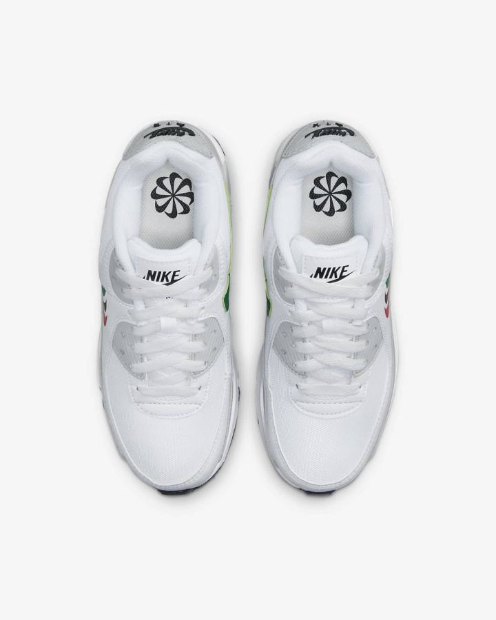 Zapatillas Nike Air Max 90 LTR Kids Niña Blancas Rojas Negras | VAWJK-1782