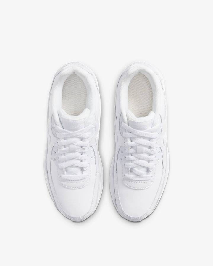 Zapatillas Nike Air Max 90 LTR Kids Niña Blancas Metal Plateadas Blancas | VURWT-7960