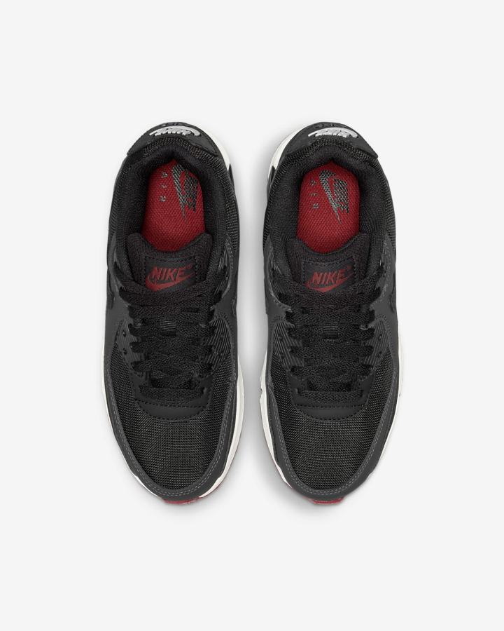 Zapatillas Nike Air Max 90 LTR Kids Niño Gris Oscuro Rojas Blancas Negras | DRKXF-9304