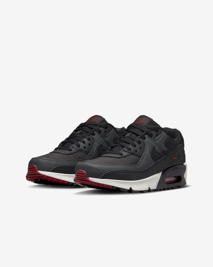 Zapatillas Nike Air Max 90 LTR Kids Niño Gris Oscuro Rojas Blancas Negras | DRKXF-9304