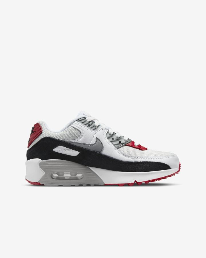 Zapatillas Nike Air Max 90 LTR Kids Niño Rojas Blancas Gris | UQKMC-5021