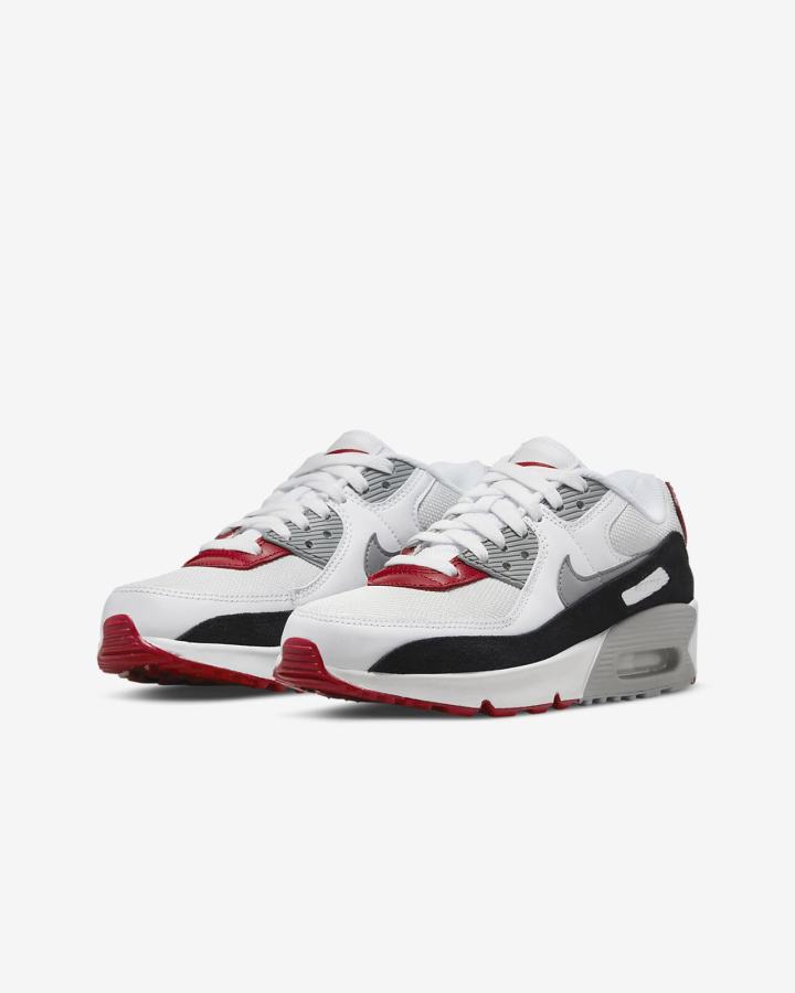 Zapatillas Nike Air Max 90 LTR Kids Niño Rojas Blancas Gris | UQKMC-5021