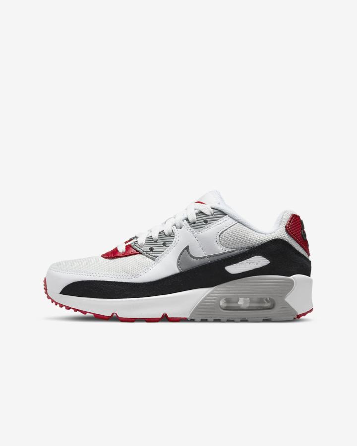 Zapatillas Nike Air Max 90 LTR Kids Niño Rojas Blancas Gris | UQKMC-5021