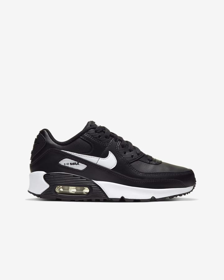 Zapatillas Nike Air Max 90 LTR Kids Niño Negras Blancas | ZBKIN-4351