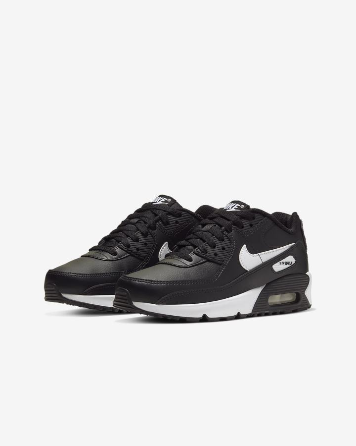 Zapatillas Nike Air Max 90 LTR Kids Niño Negras Blancas | ZBKIN-4351