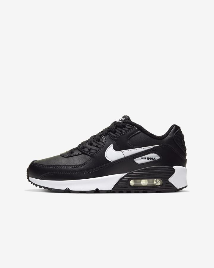 Zapatillas Nike Air Max 90 LTR Kids Niño Negras Blancas | ZBKIN-4351
