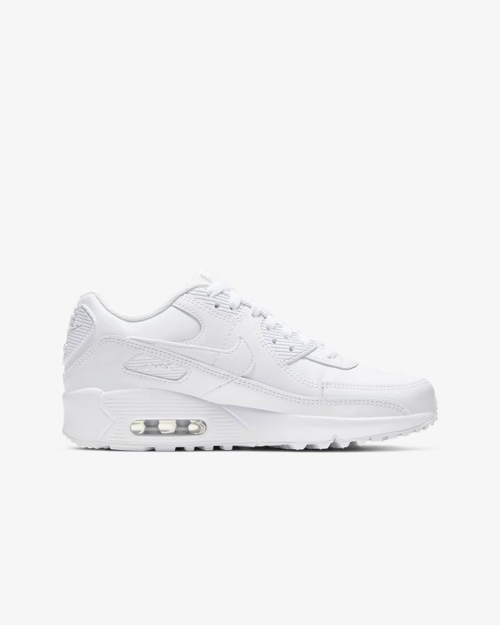 Zapatillas Nike Air Max 90 LTR Kids Niño Blancas Metal Plateadas Blancas | ZDAJY-3514
