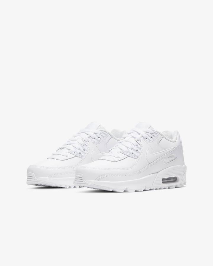 Zapatillas Nike Air Max 90 LTR Kids Niño Blancas Metal Plateadas Blancas | ZDAJY-3514