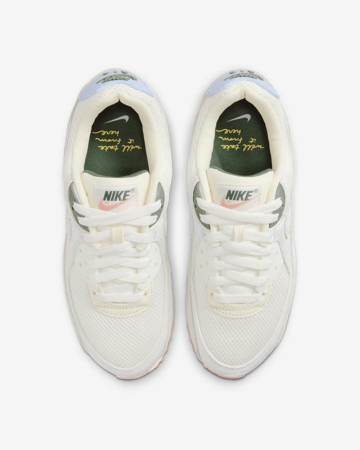 Zapatillas Nike Air Max 90 Mujer Blancas Verde Rojas Blancas | QGDZC-8751