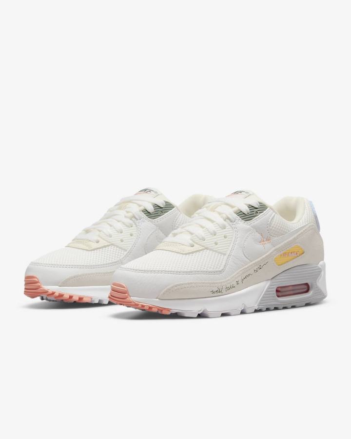 Zapatillas Nike Air Max 90 Mujer Blancas Verde Rojas Blancas | QGDZC-8751