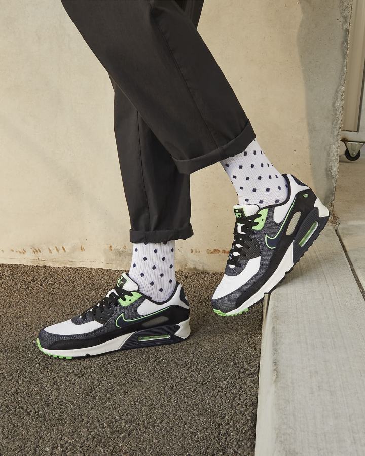 Zapatillas Nike Air Max 90 SE Hombre Negras Verde Blancas Obsidian | DNZXY-2159