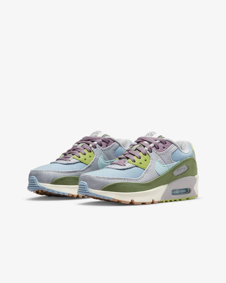 Zapatillas Nike Air Max 90 SE Next Nature Kids Niño Azules Gris | ITAGP-2015