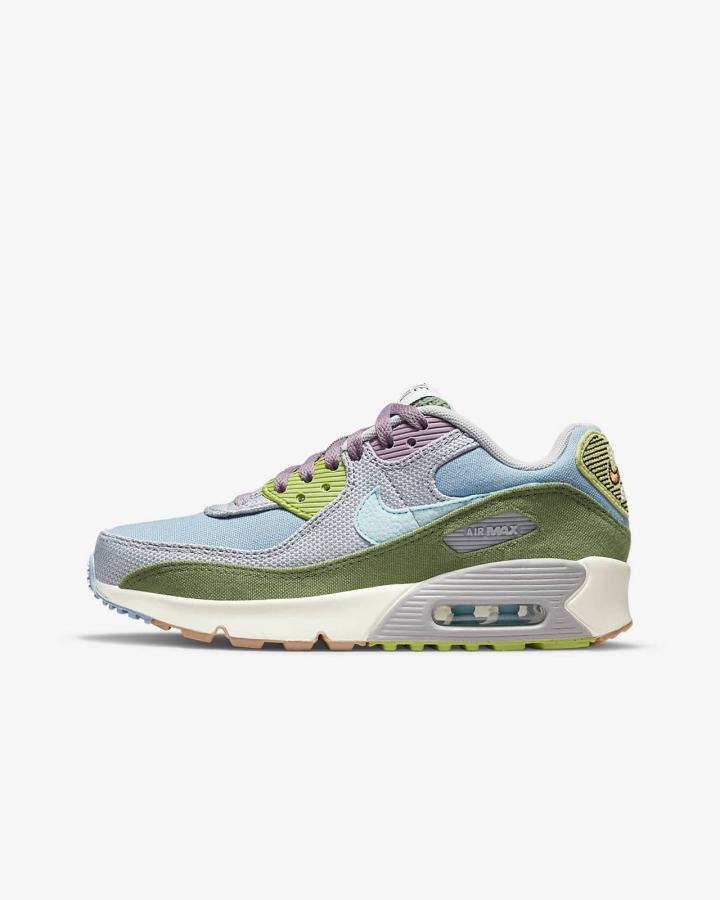 Zapatillas Nike Air Max 90 SE Next Nature Kids Niño Azules Gris | ITAGP-2015