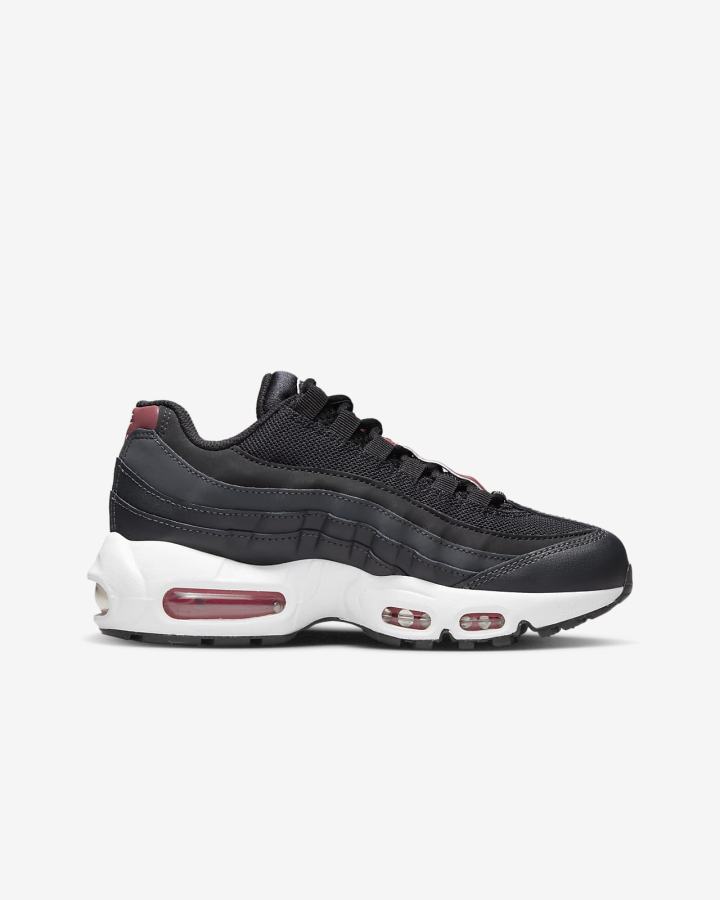 Zapatillas Nike Air Max 95 Recraft Kids Niña Gris Oscuro Rojas Blancas Negras | LBCXE-8124