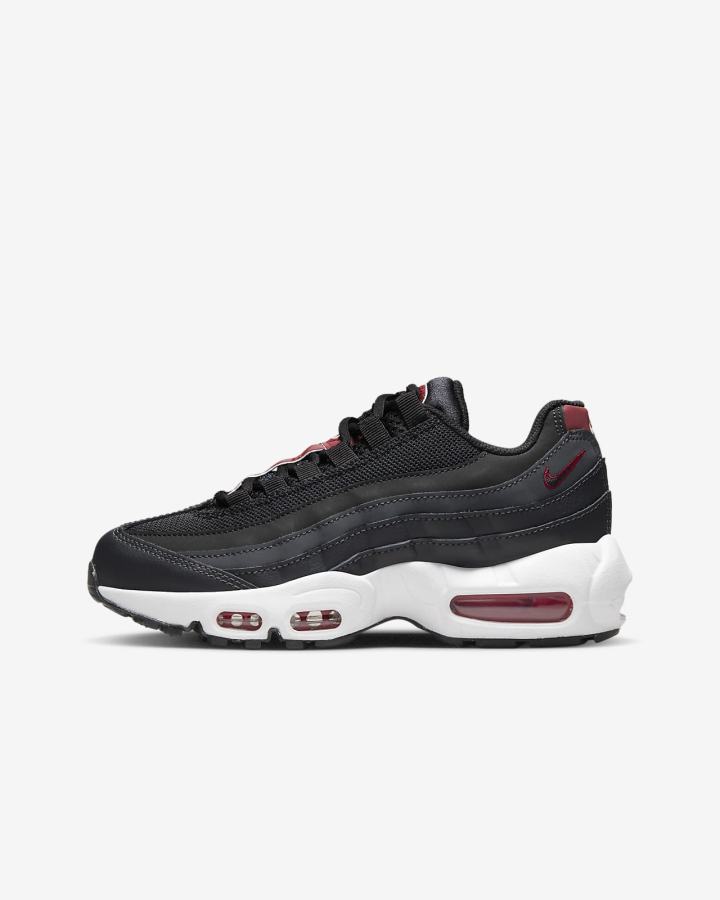 Zapatillas Nike Air Max 95 Recraft Kids Niña Gris Oscuro Rojas Blancas Negras | LBCXE-8124