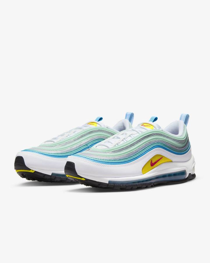 Zapatillas Nike Air Max '97 Hombre Blancas Azules Turquesa Rojas | FJZOQ-3675