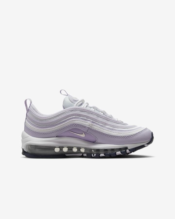 Zapatillas Nike Air Max 97 Kids Niña Blancas Moradas Metal Plateadas | EYPNJ-7308